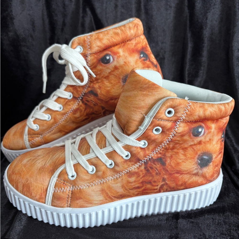 Custom Golden Doodle Dog Hightop Sneakers Unisex Sz 38/Womens 7.5/Mens 5.5 NWOT - Picture 2 of 10